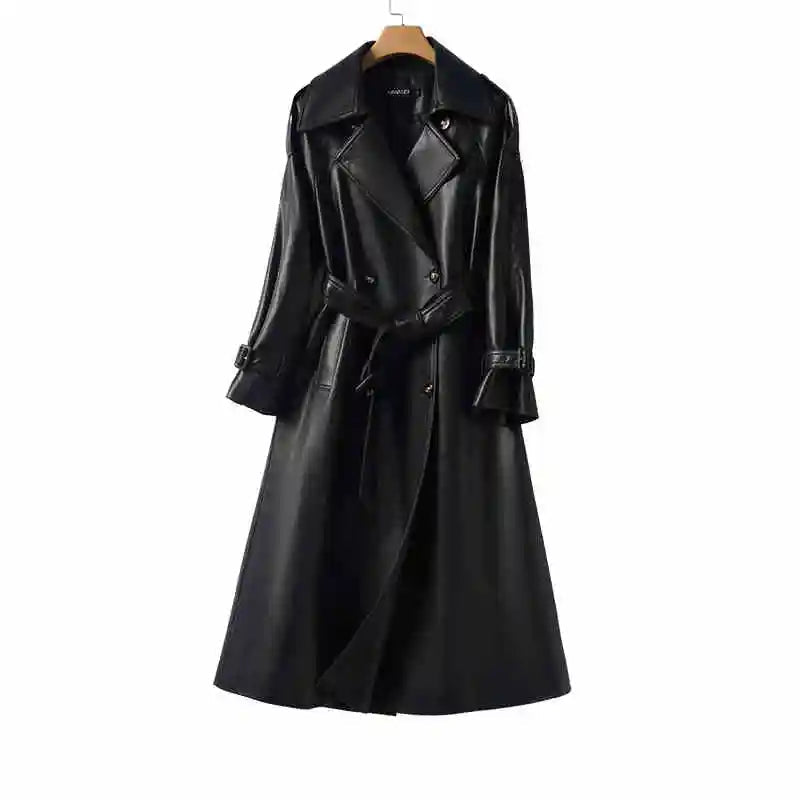 Elegant Leather Trench coat ChicAvenue