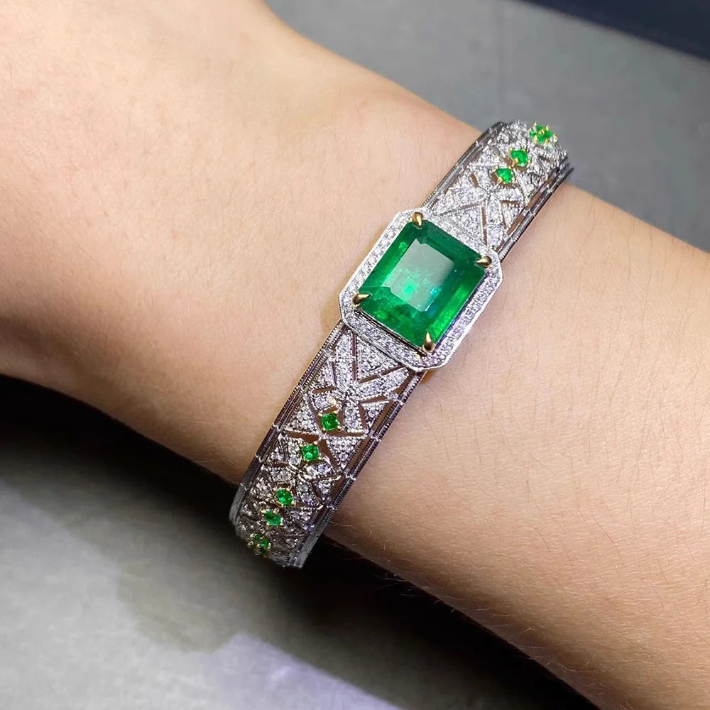 Emerald Bracelet with Micro Inlaid Zircon ChicAvenue