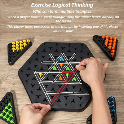 Children's Chain Chess Tabletop Game Rubber Band Triangle Chess Parent-Child Interactive Two-Player Battle Educational Toy Thinking Training Triangle Chess Game Is a Fun Strategy Board Game, Perfect for Family Gatherings, Par ChicAvenue