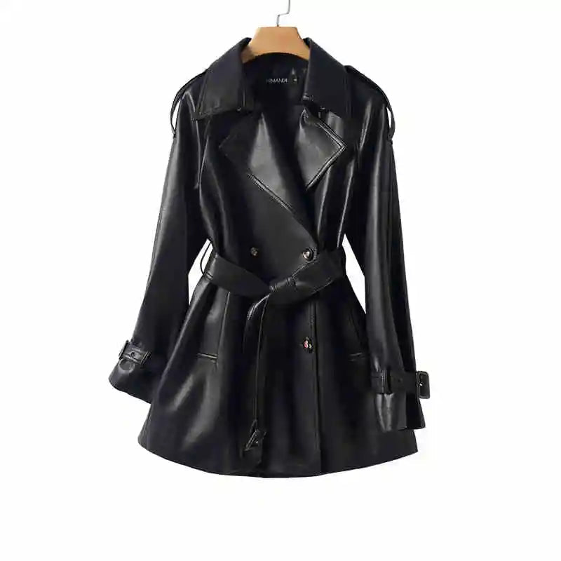 Elegant Leather Trench coat ChicAvenue