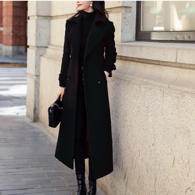 FrostLuxe™ Double-Breasted Winter Trench ChicAvenue