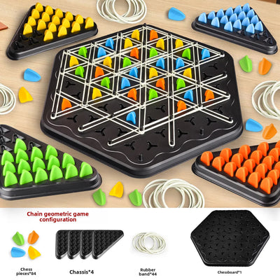Children's Chain Chess Tabletop Game Rubber Band Triangle Chess Parent-Child Interactive Two-Player Battle Educational Toy Thinking Training Triangle Chess Game Is a Fun Strategy Board Game, Perfect for Family Gatherings, Par ChicAvenue