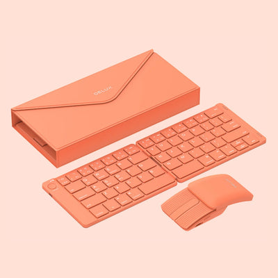 Delux Folding Keyboard Mouse Set Wireless Ultra Slim Portable Silent Kit Multi-Device Support For Windows Android IOS System ChicAvenue