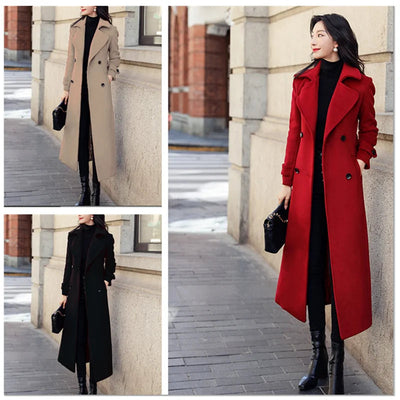 FrostLuxe™ Double-Breasted Winter Trench ChicAvenue