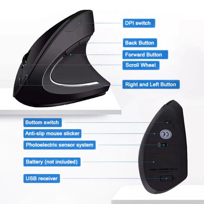 Xiaomi Wireless Vertical Mouse Bluetooth 2.4GHz Ergonomics Gaming Mouses 1600DPI Adjustable Offices Optical Electronic Keyboards ChicAvenue
