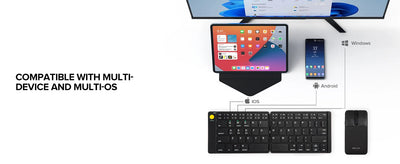 Delux Folding Keyboard Mouse Set Wireless Ultra Slim Portable Silent Kit Multi-Device Support For Windows Android IOS System ChicAvenue