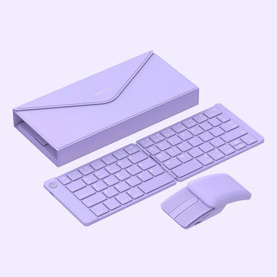 Delux Folding Keyboard Mouse Set Wireless Ultra Slim Portable Silent Kit Multi-Device Support For Windows Android IOS System ChicAvenue
