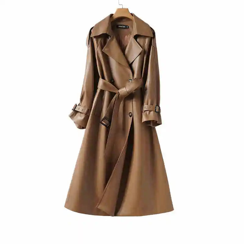 Elegant Leather Trench coat ChicAvenue