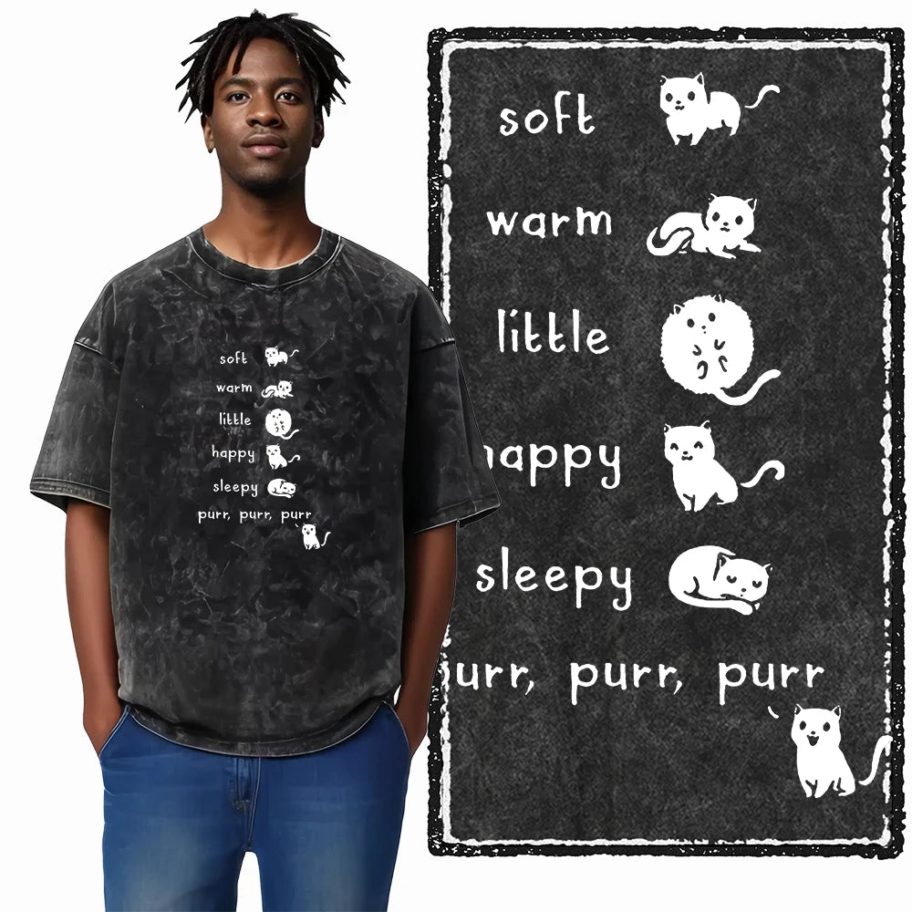 COOLMIND DB cat Printed Cotton Acid Washed Exclusive Graphic Unisex T Shirt Cool Streetwear Men Tshirts Big Size Tee for men ChicAvenue
