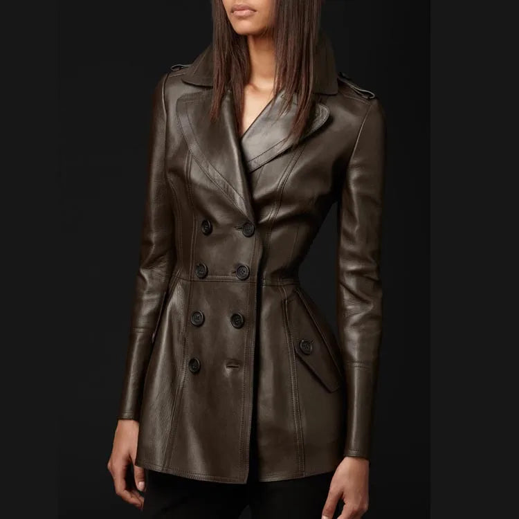 slim built trendy leather jacket
