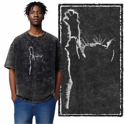 COOLMIND DB cat Printed Cotton Acid Washed Exclusive Graphic Unisex T Shirt Cool Streetwear Men Tshirts Big Size Tee for men ChicAvenue