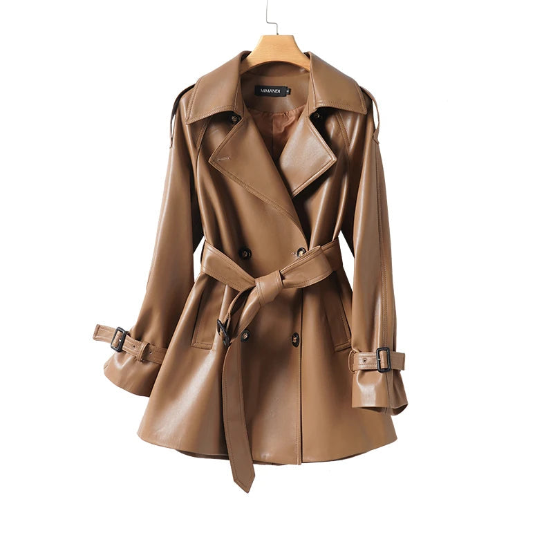 Elegant Leather Trench coat ChicAvenue