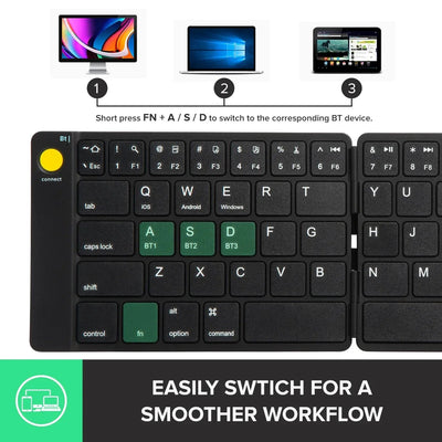 Delux Folding Keyboard Mouse Set Wireless Ultra Slim Portable Silent Kit Multi-Device Support For Windows Android IOS System ChicAvenue