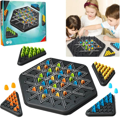 Children's Chain Chess Tabletop Game Rubber Band Triangle Chess Parent-Child Interactive Two-Player Battle Educational Toy Thinking Training Triangle Chess Game Is a Fun Strategy Board Game, Perfect for Family Gatherings, Par ChicAvenue