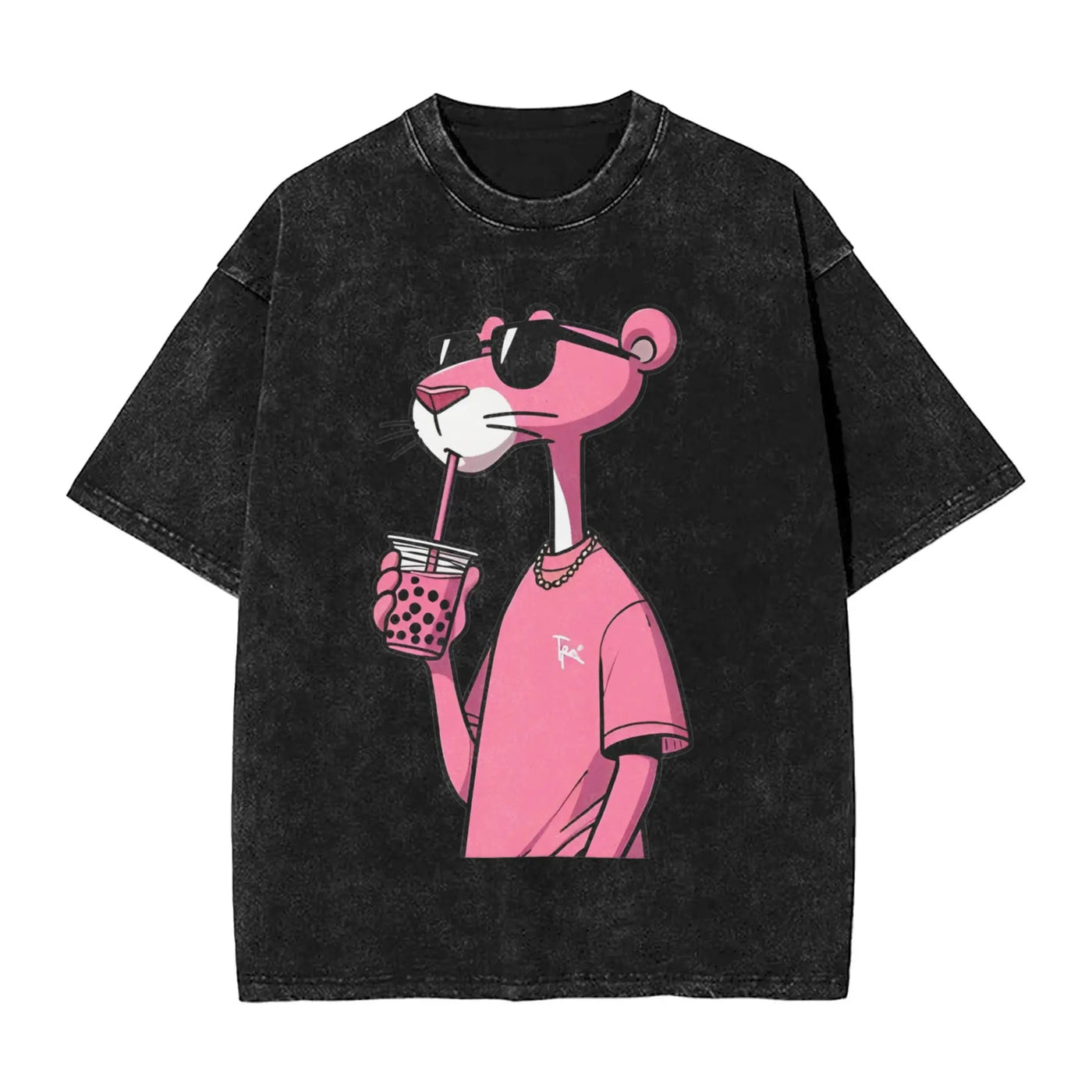 Men's T Shirt Pink-Panthers Drinking Washed T-Shirts Hippie  Beach Tee Shirt Y2K Funny Design Casual Clothing Hot Sale ChicAvenue