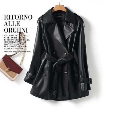 Elegant Leather Trench coat ChicAvenue