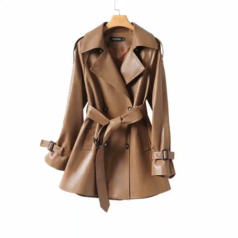 Elegant Leather Trench coat ChicAvenue