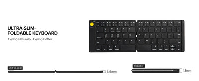 Delux Folding Keyboard Mouse Set Wireless Ultra Slim Portable Silent Kit Multi-Device Support For Windows Android IOS System ChicAvenue