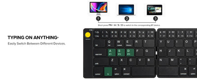 Delux Folding Keyboard Mouse Set Wireless Ultra Slim Portable Silent Kit Multi-Device Support For Windows Android IOS System ChicAvenue