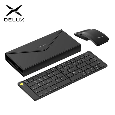 Delux Folding Keyboard Mouse Set Wireless Ultra Slim Portable Silent Kit Multi-Device Support For Windows Android IOS System ChicAvenue