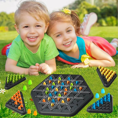 Children's Chain Chess Tabletop Game Rubber Band Triangle Chess Parent-Child Interactive Two-Player Battle Educational Toy Thinking Training Triangle Chess Game Is a Fun Strategy Board Game, Perfect for Family Gatherings, Par ChicAvenue