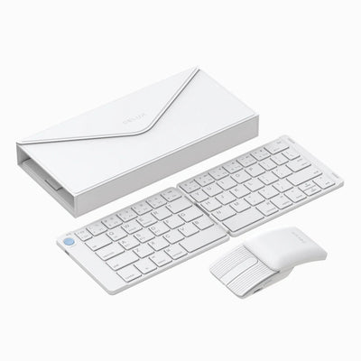 Delux Folding Keyboard Mouse Set Wireless Ultra Slim Portable Silent Kit Multi-Device Support For Windows Android IOS System ChicAvenue