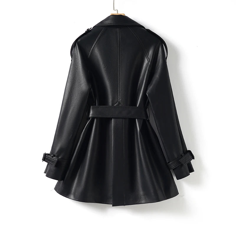 Elegant Leather Trench coat ChicAvenue