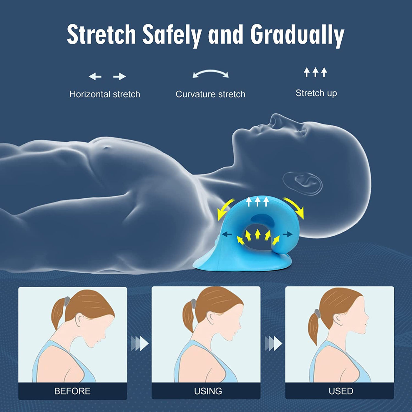 Neck Stretcher for Pain Relief, Neck and Shoulder Relaxer Cervical Traction Device Pillow for Muscle Relax and TMJ Pain Relief
