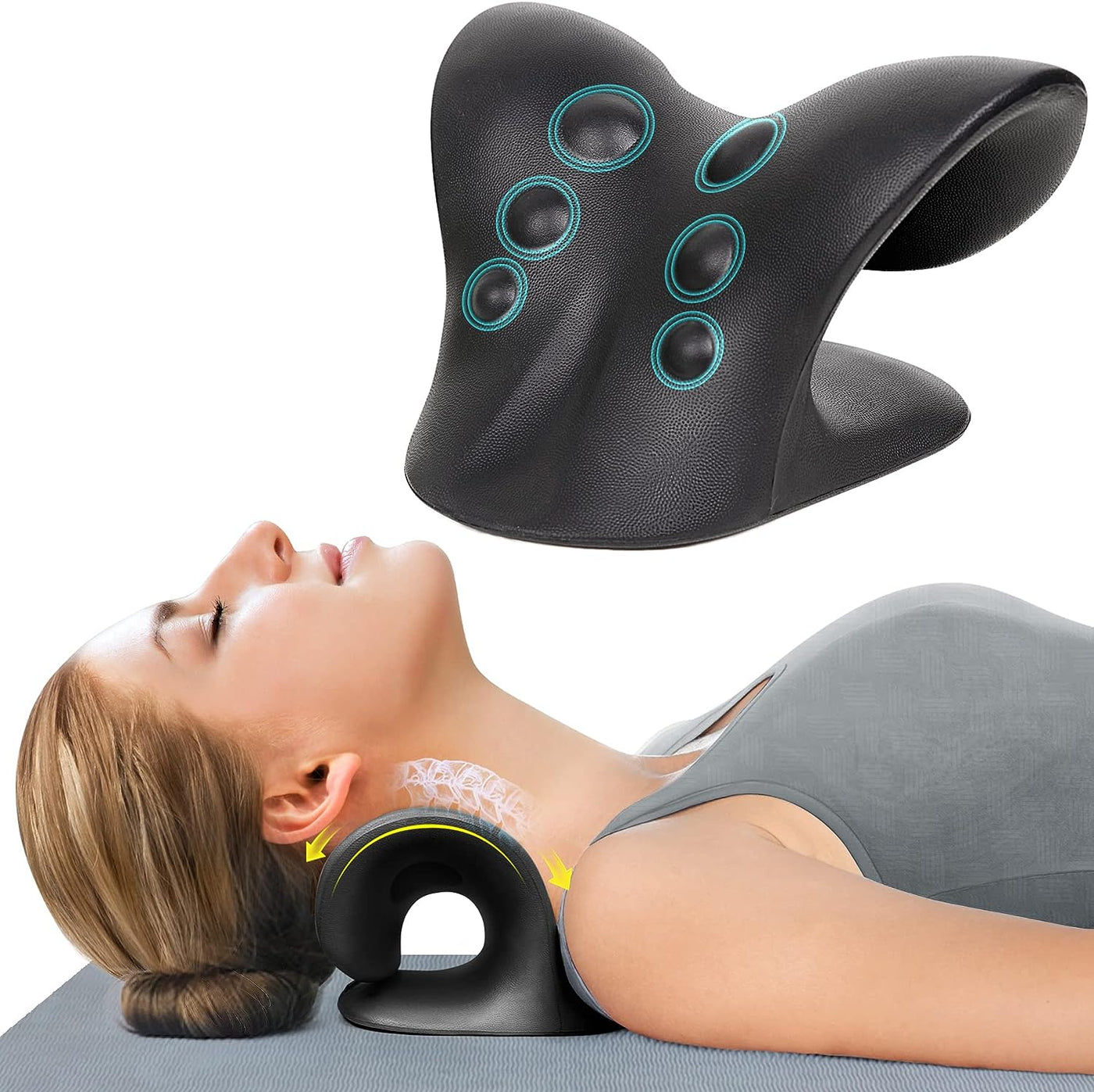 Neck Stretcher for Pain Relief, Neck and Shoulder Relaxer Cervical Traction Device Pillow for Muscle Relax and TMJ Pain Relief